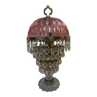 1940's Pink Michelotti Cranberry Pink Boudoir Parlor Lamp, Made in Holland For Sale