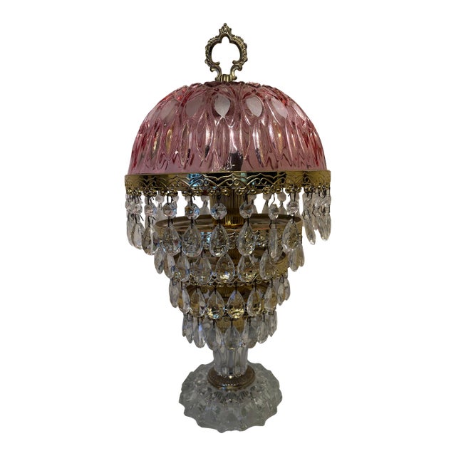 1940's Pink Michelotti Cranberry Pink Boudoir Parlor Lamp, Made in Holland For Sale