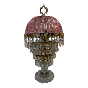 1940's Pink Michelotti Cranberry Pink Boudoir Parlor Lamp, Made in Holland