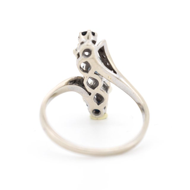 Vintage 18-Carat Gold Ring, Sapphire and Diamonds - Circa 1960 For Sale - Image 4 of 6