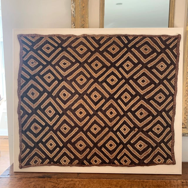 Textile Mid 20th Century Mounted African Kuba Cloth Textile Panel For Sale - Image 7 of 8
