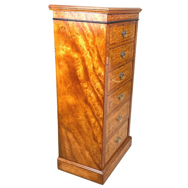 Late 19th Century Pedestal Chest of Drawers in Satinwood, 1880 For Sale - Image 5 of 12