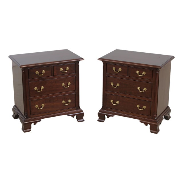 Pair of Stickley Cherry 3 Drawer Nightstands For Sale