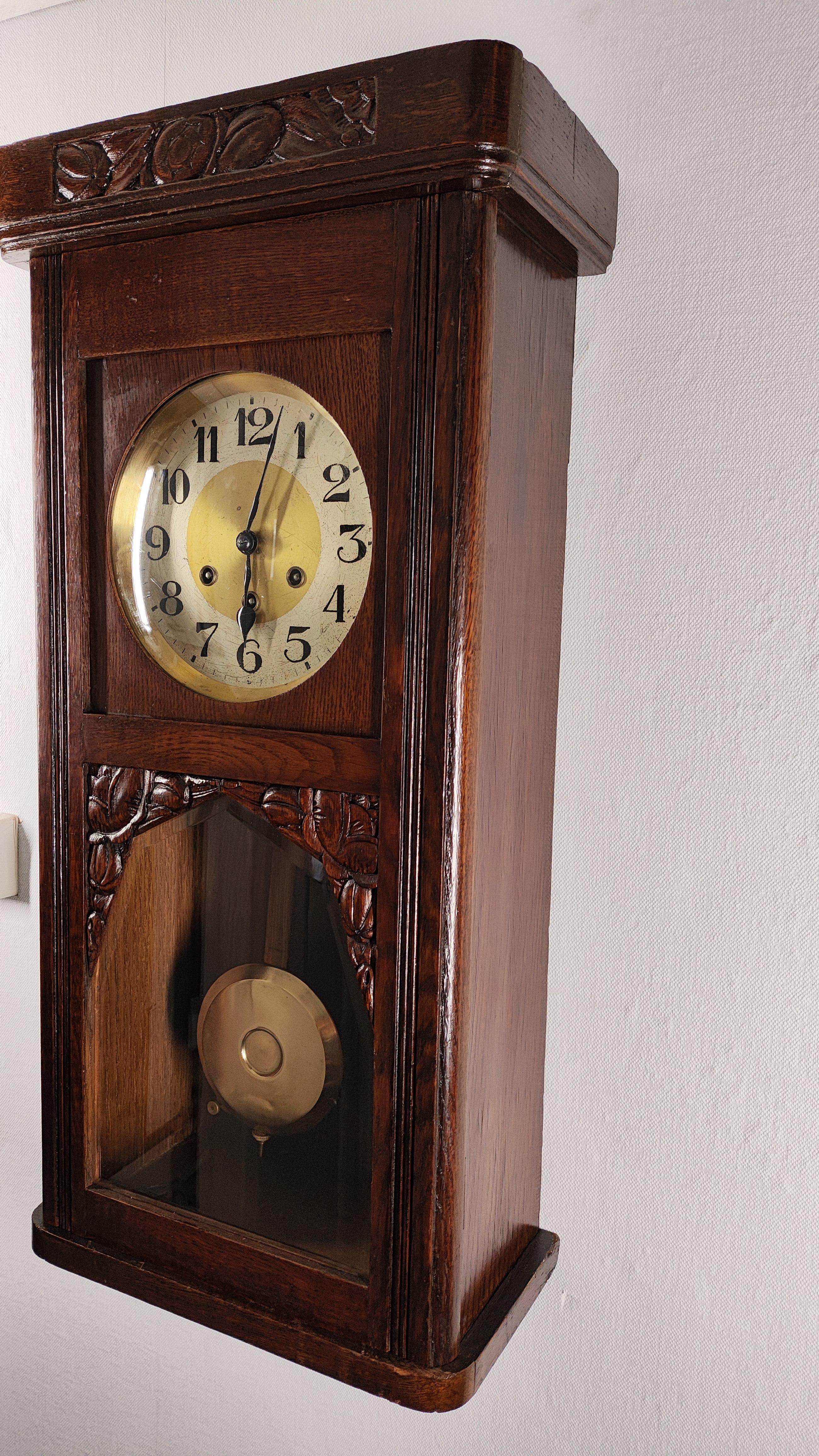 1920's Gustav Becker Westminster Chime Mechanical Wood Wall Clock