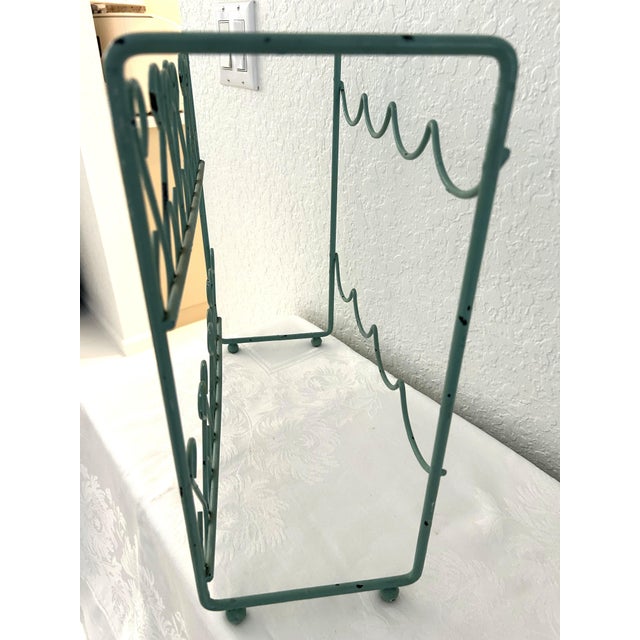 1960s Vintage Sea Foam Green Scroll Tabletop Wine Rack For Sale - Image 5 of 6