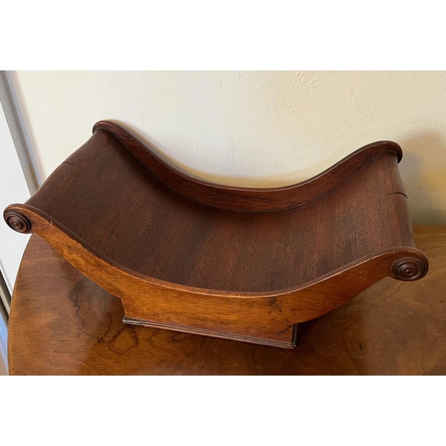 Traditional Mahogany Cheese Sleigh, Bread Basket Tray or Table Centerpiece for Displaying Fruit For Sale - Image 3 of 12