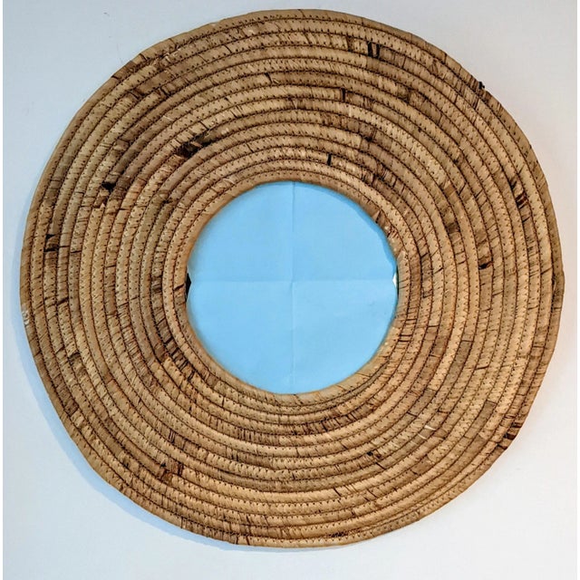 Contemporary Woven Seagrass Coastal Circle Wall Mirror For Sale - Image 3 of 12