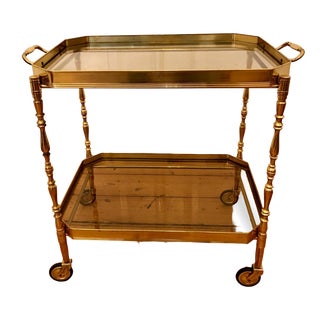 Hollywood Regency Bar Cart in Brass, 1960s For Sale