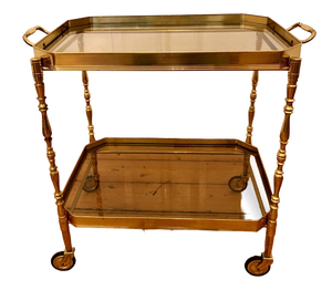 Hollywood Regency Bar Cart in Brass, 1960s