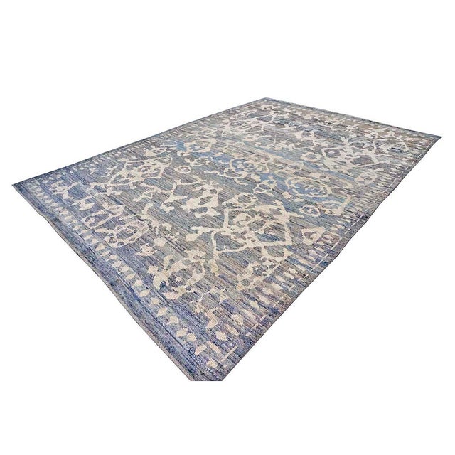 Early 21st Century 21st Century Turkish Oushak Wool 8x12 Gray & Ivory Handmade Area Rug #1144090 For Sale - Image 5 of 9