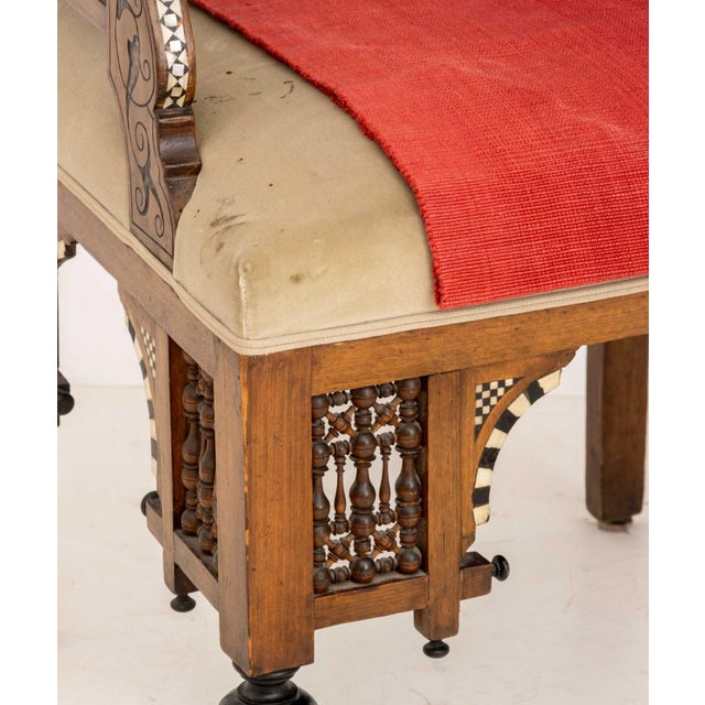 Wood Pair of Moroccan Inlaid Walnut Armchairs For Sale - Image 7 of 12