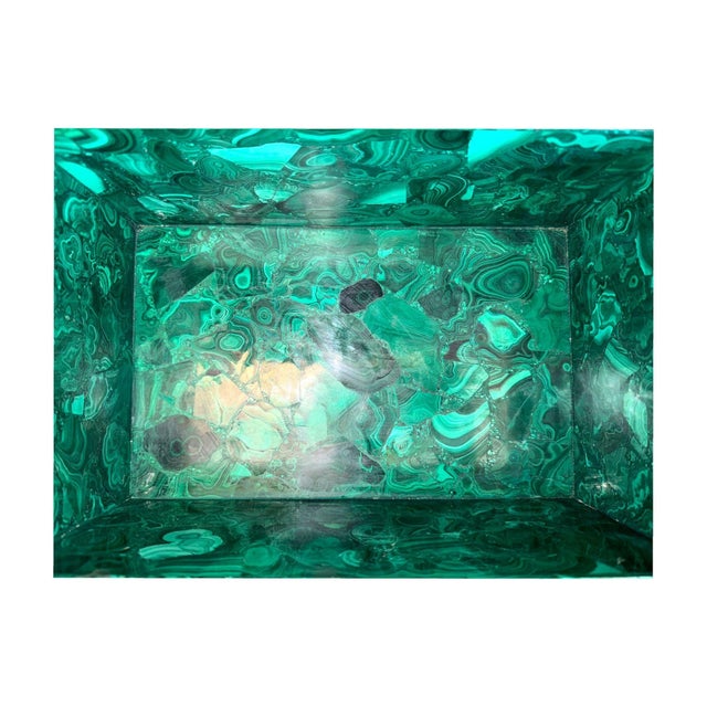 Green Large Italian Malachite Lidded Decorative Box on Ball Feet. 20th Century. For Sale - Image 8 of 8