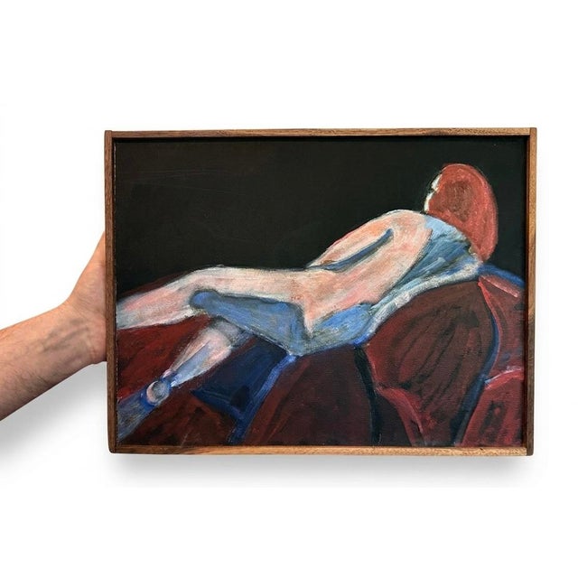Abstract Late 20th Century Modernist Style Reclining Nude Oil on Canvas For Sale - Image 3 of 3