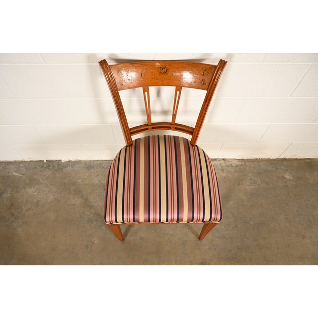 Antique Italian Regency Fruitwood Inlaid Marquetry Side Chair or Dining Chair For Sale In South Bend - Image 6 of 16