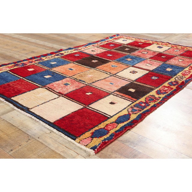 Textile Vintage Persian Lori Checkerboard Rug - 05'01 X 07'01 For Sale - Image 7 of 9