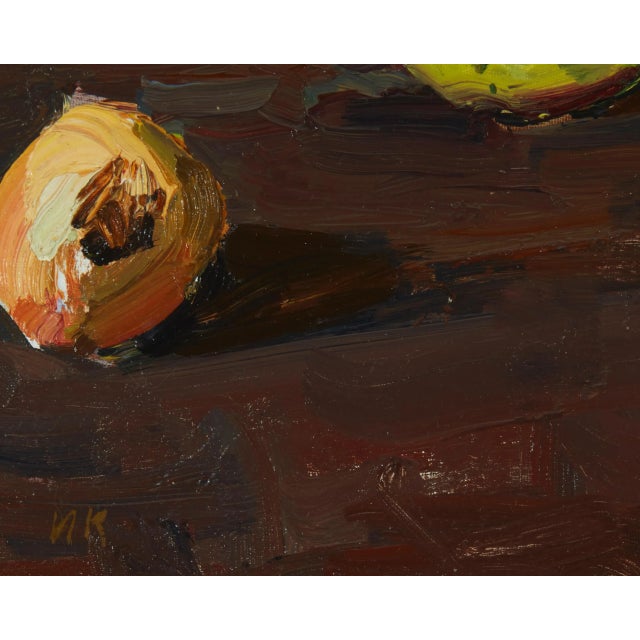 Transitional Mid 20th Century Viktor Ivanovich Kalashnikov, Still Life With Radishes and Onions Painting, Framed For Sale - Image 3 of 4