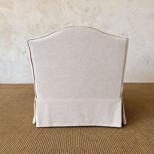 2020s Slip Covered in Linen Chair- Kosa For Sale - Image 5 of 7