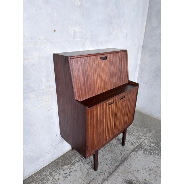 Mid-Century Modern Walnut and Teak Secretaire For Sale - Image 4 of 11