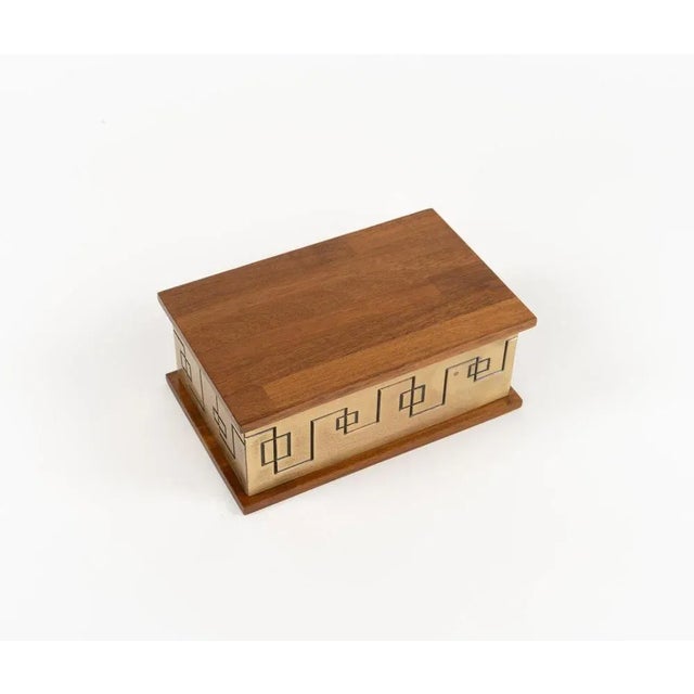 Rectangular Box in Brass and Wood, Italy, 1970s For Sale - Image 4 of 18