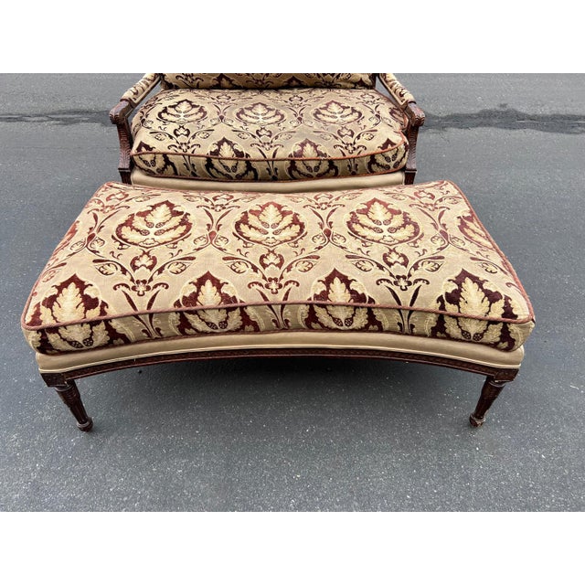 French Louis XVI Settee With Matching Ottoman For Sale - Image 10 of 10