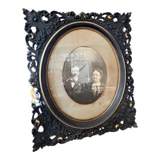 Late 19th Century Large Victorian Oval Portrait in Ornate Gesso Frame For Sale