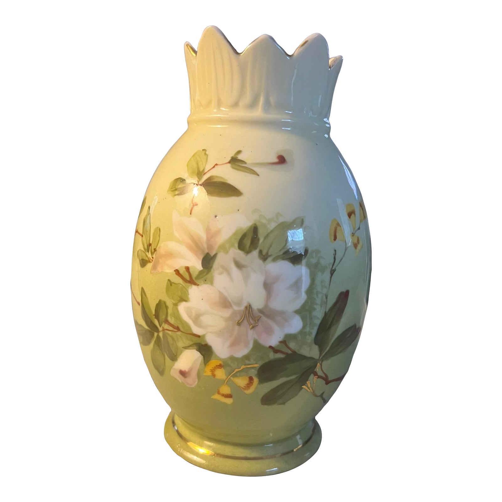 Antique Floral Vase Urn Hand Painted Victorian Carlsbad Austria Crown