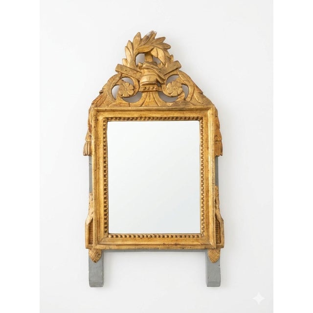 Gold Small Louis XVI Style Carved and Gilded Mirror, 1780s For Sale - Image 8 of 8