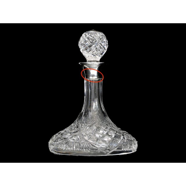 Sterling Cuffed Cut Crystal Petite Liqueur Decanter For Sale - Image 4 of 6