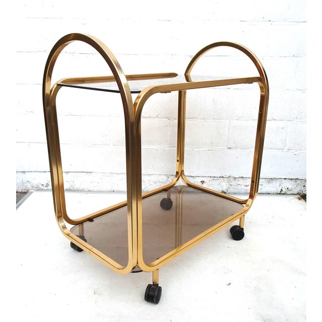 1970s Vintage Gilded Aluminium Kaymet Bar Cart Trolley, 1970s For Sale - Image 5 of 13