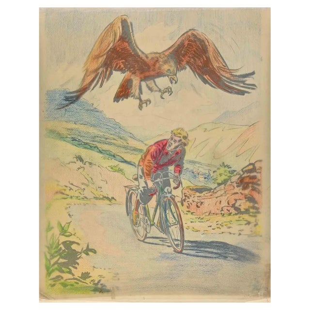 Michael Loys, Rider, Original Ink & Watercolor, 20th Century For Sale