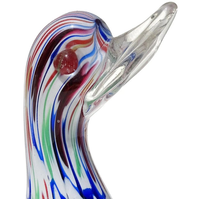 Figurative Fratelli Toso Murano Vintage Millefiori Daisy Clover Flower Mosaic Italian Art Glass Duck Figurine Sculpture For Sale - Image 3 of 7