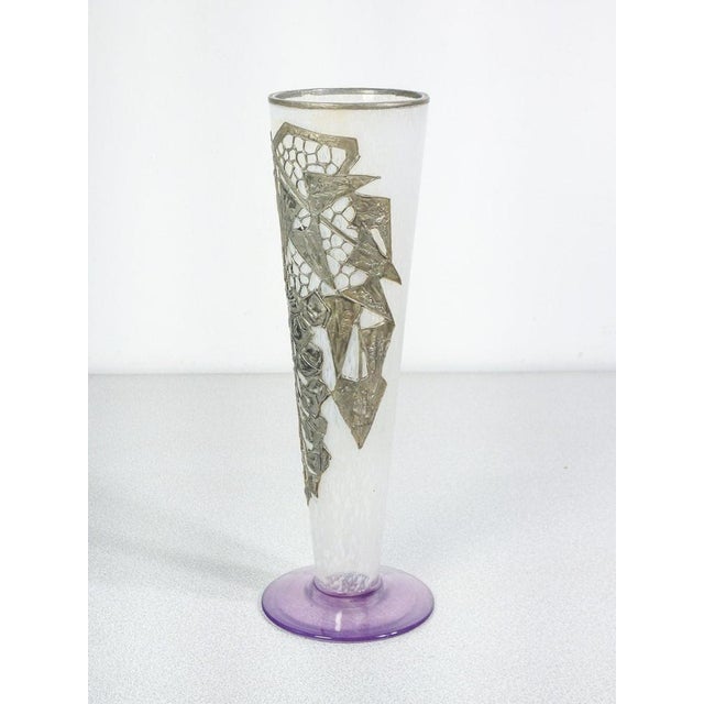 Art Nouveau Blown Glass and Metal Vase, 1910s For Sale - Image 3 of 8