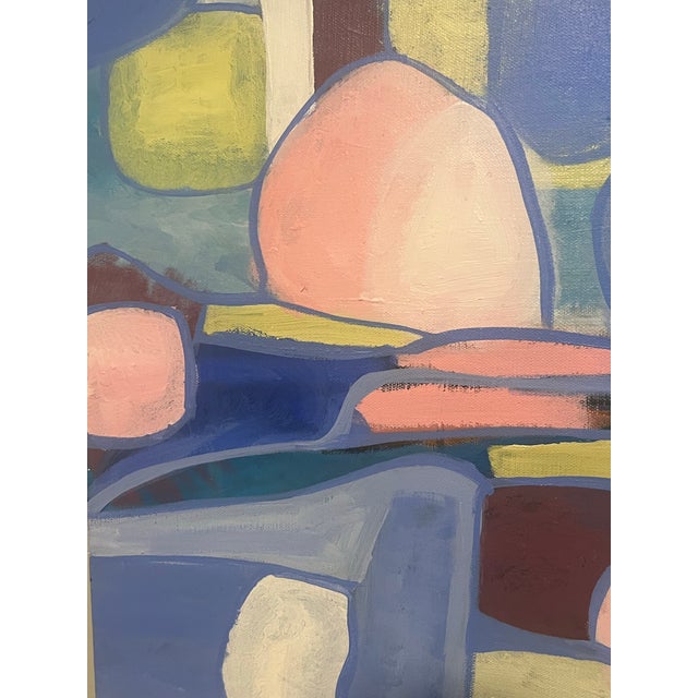 Eye Catching Geometric Colorful Modern Abstract Acrylic Painting On Professional Grade 3 Stretched Canvas, “Seaglass,”...