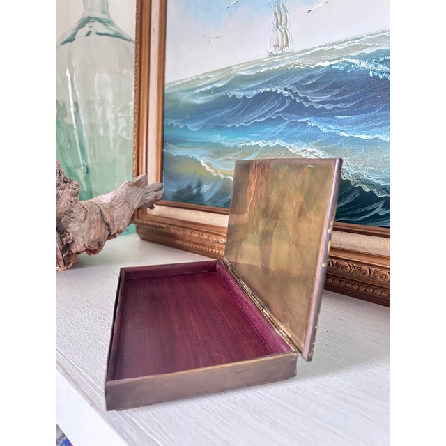 Midcentury Mexican Style Mixed Metal & Stone Mosaic Sailfish Box For Sale - Image 9 of 10