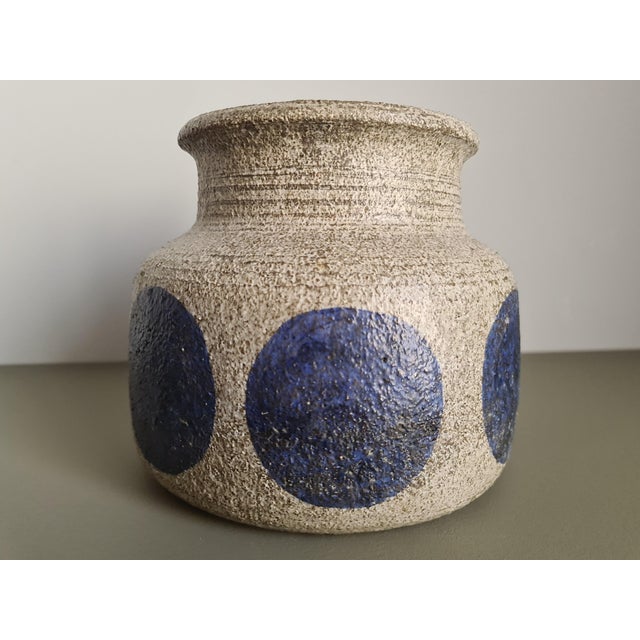 Blue Mid-Century Modern Stoneware Vase with Cobalt Blue Polka Dots, 1960 For Sale - Image 8 of 10