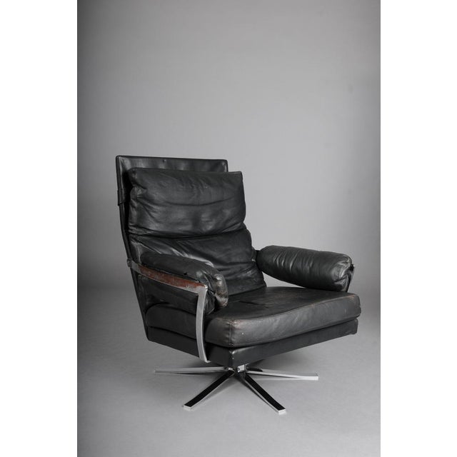 Set of Vintage Lounge Chair and Ottoman in Black Leather by Arne Norell, 1960s For Sale - Image 15 of 18