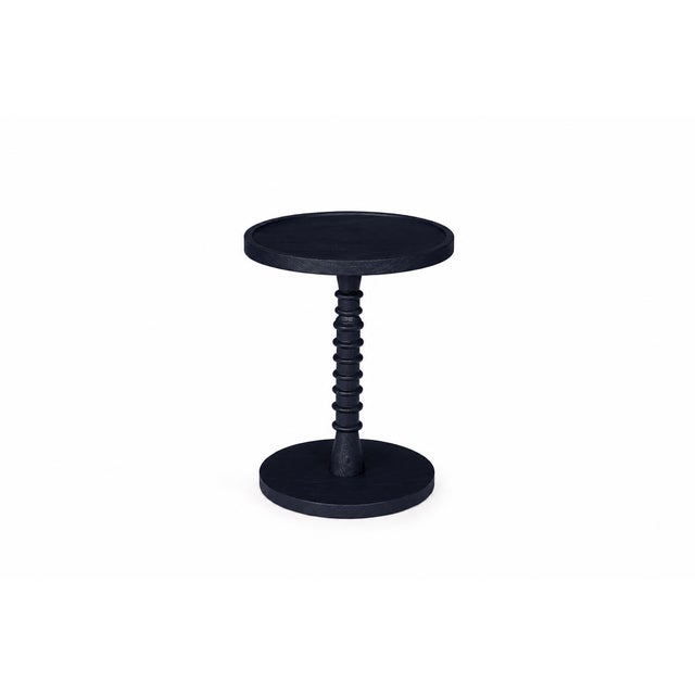 Contemporary Threaded Drink Table Navy Blue For Sale - Image 3 of 10