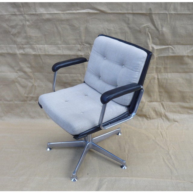 Beige Wool and Leather Office Chair, 1970s For Sale - Image 8 of 8