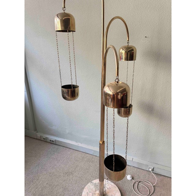 Italian Brass and Marble Floor Lamp with Planters attributed to Reggiani, Italy, 1970s For Sale - Image 14 of 18
