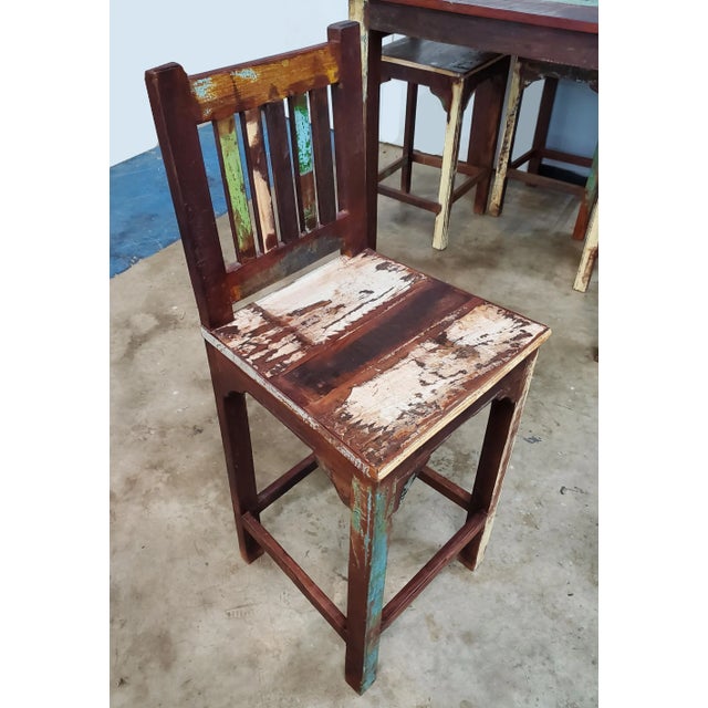 2010s Indonesian High Top Wood Dining Table Set - 5 Pieces For Sale - Image 5 of 7