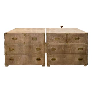 Pair of Vintage Bleached Mahogany Campaign Chests For Sale