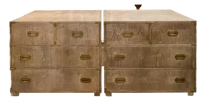 Pair of Vintage Bleached Mahogany Campaign Chests