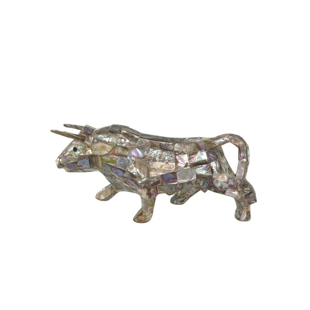 Mid-Century Inlaid Abalone Bull Sculpture For Sale In Los Angeles - Image 6 of 6