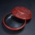 Red Cinnabar Lacquer Round Lidded Box With Kirin Relief Carving, Chinoiserie Decorative Trinket Box For Sale - Image 9 of 12
