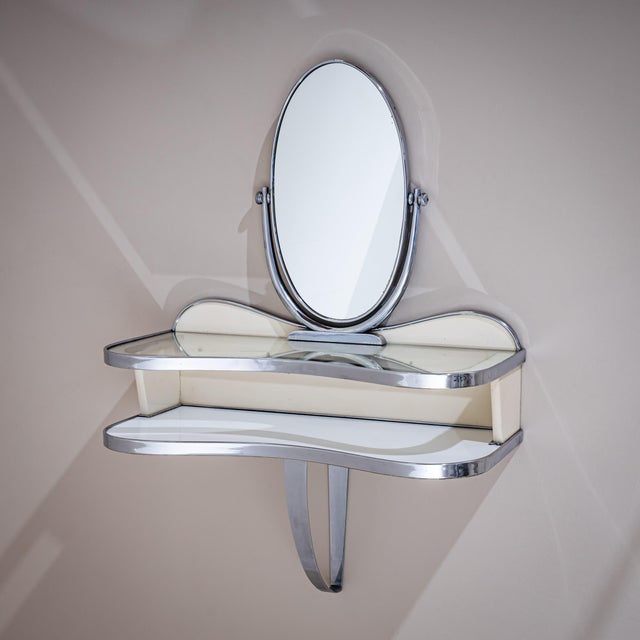 Wall-mounted Vanity Console with Mirror by Gio Ponti, Italy, 1930s For Sale - Image 9 of 11