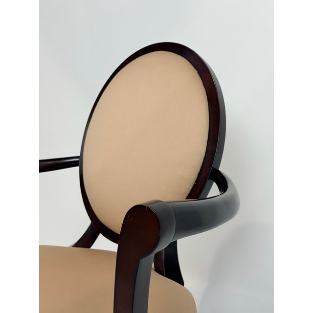 Early 21st Century Barbara Barry for Baker Medallion Back Upholstered Armchair For Sale - Image 5 of 9