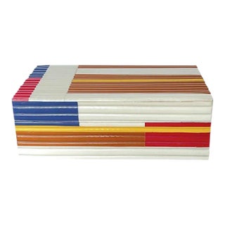 Late 20th Century Vintage Mondrian Style Tubular Acrylic Lidded Box For Sale