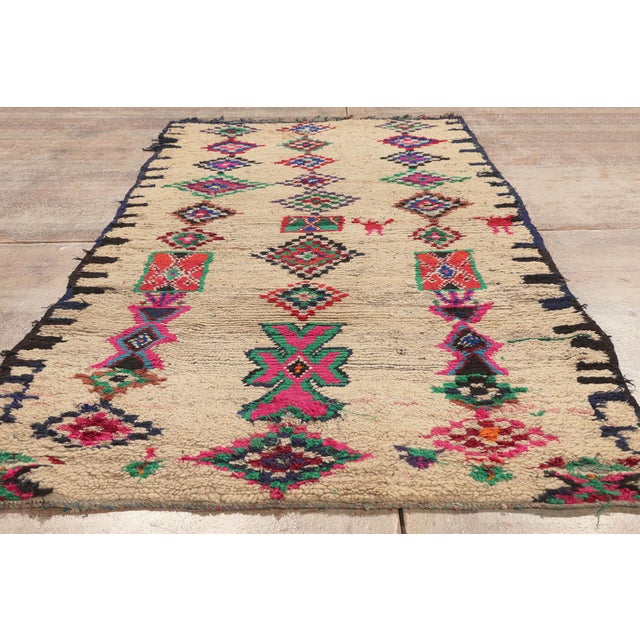 Vintage Azilal Moroccan Rug, 03'06 X 07'09 For Sale - Image 9 of 10