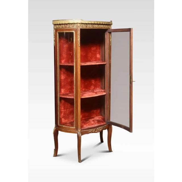 Walnut Bow Fronted Display Cabinet For Sale - Image 6 of 10