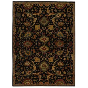 Persian Mahal Style Black Area Rug with Animal Motifs - 8′9″ × 11′10″